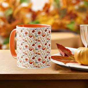 Bright autumn boho botanical print mug