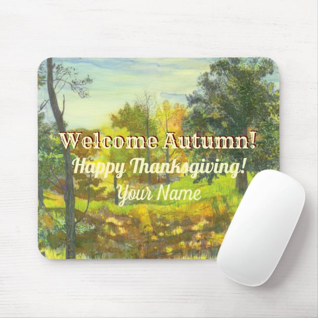 Bright Autumn watercolor Mouse Pad (With Mouse)