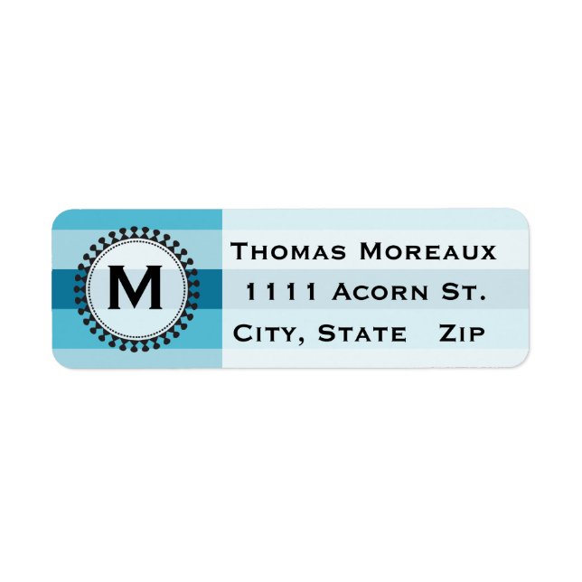 Bright Awnings Blue Monogram Return Address Labels (Front)