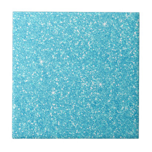 Bright Baby Blue Faux Glitter Tile
