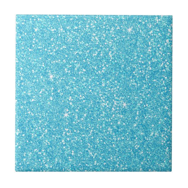 Bright Baby Blue Faux Glitter Tile (Front)