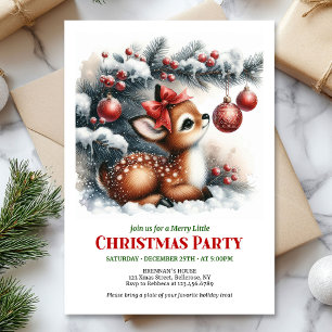 Bright baby fawn Christmas kids invite digital 