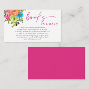 Bright Baby in Bloom Pink Baby Shower Book Request Enclosure Card