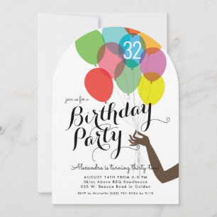 Bright Balloons Adult Birthday Party Invitation