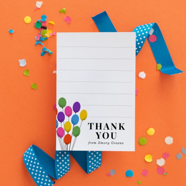 Bright Balloons Birthday Thank You Note Card (Creator Uploaded)