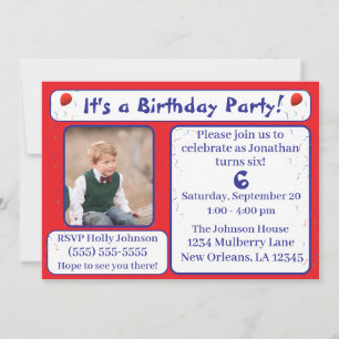 Bright Balloons & Confetti Birthday Invitation