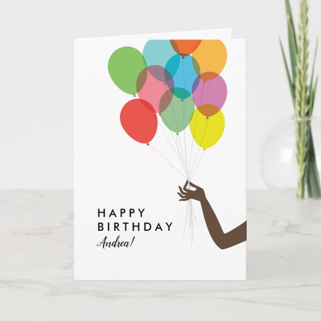 Bright Balloons Custom Happy Birthday Card (Front)