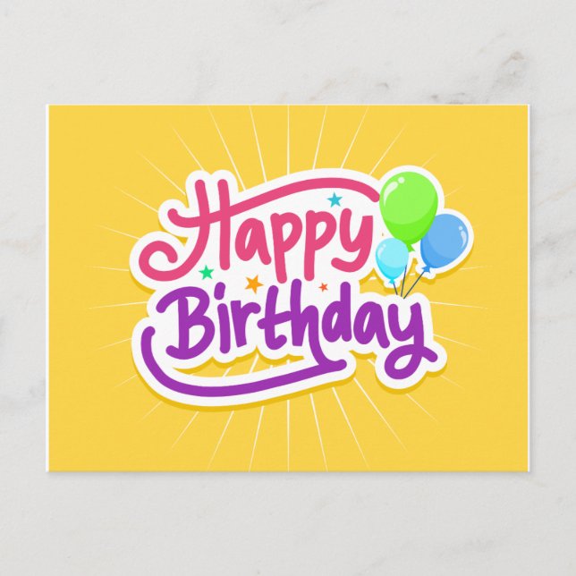 Bright Balloons Happy Birthday Postcard (Front)