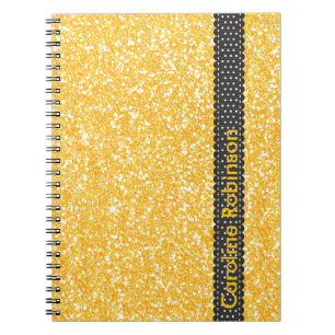Bright Banana Yellow Faux Glitter Personalised Notebook