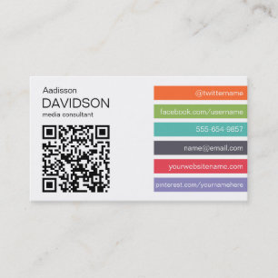 Bright Bar QR CODE Social Media Business Card