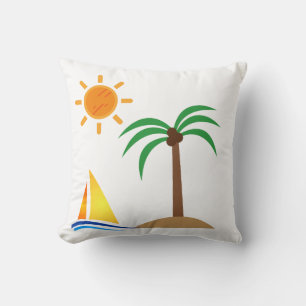 Bright Beach Landscape Outdoor Throw Pillow