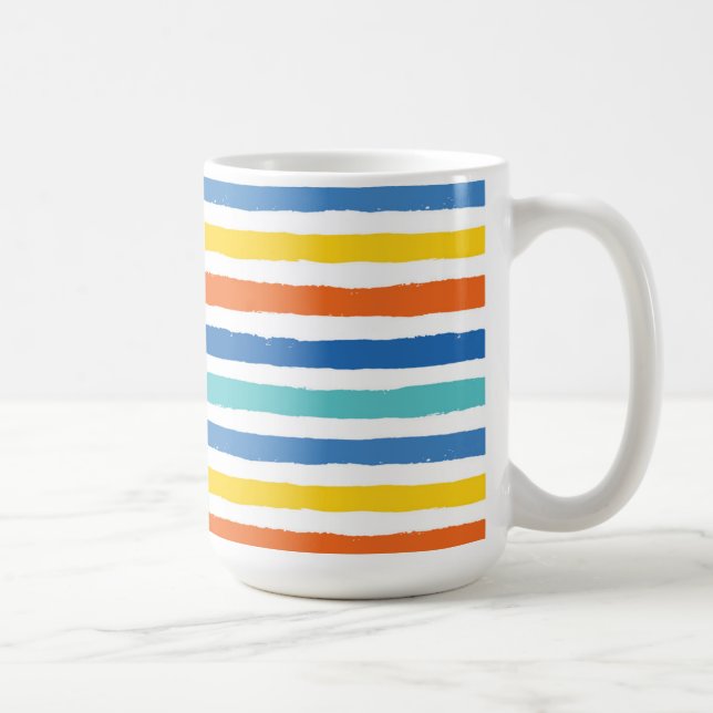 Bright Beachy Striped Pattern Coffee Mug (Right)
