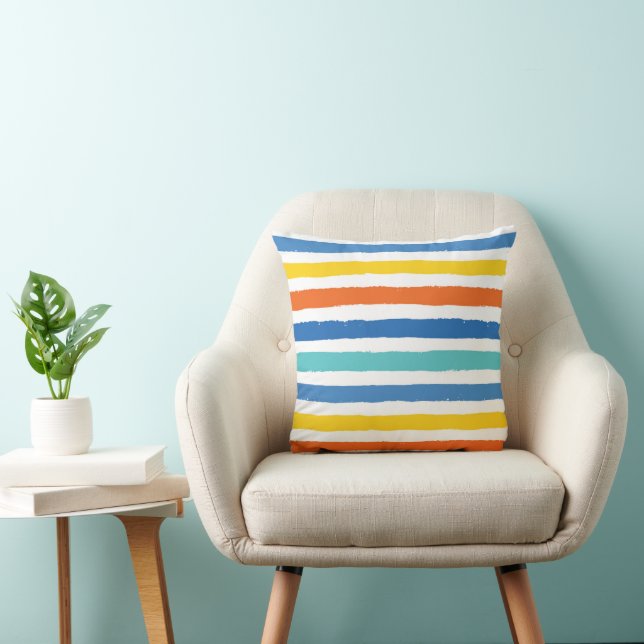 Bright Beachy Striped Pattern Cushion (Chair)