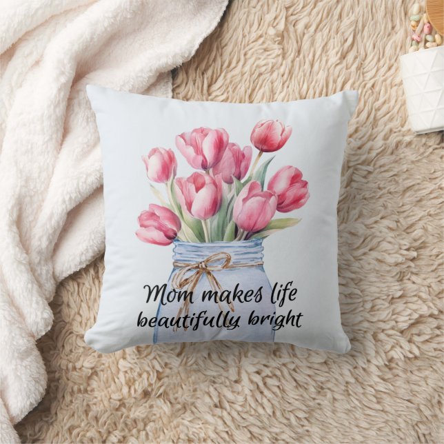 Bright & Beautiful Mum Throw Pillow (Blanket)