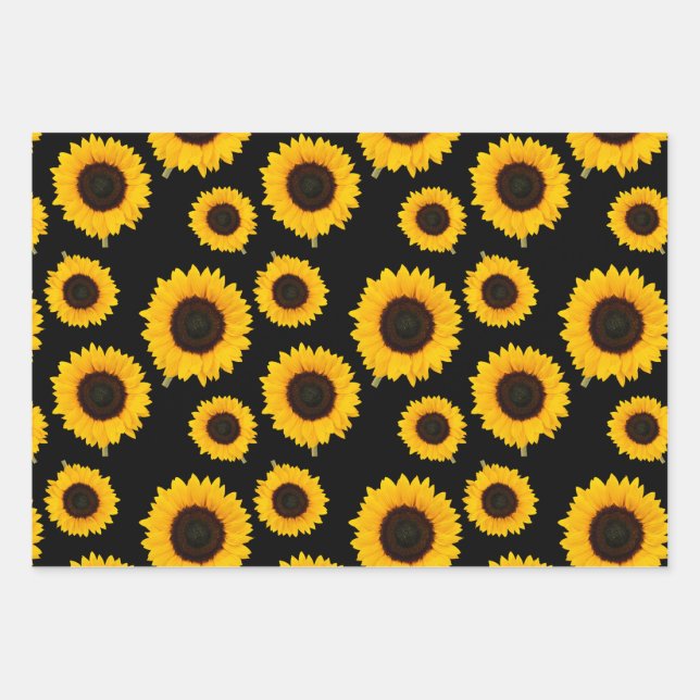 Bright Beautiful Sunflowers Wrapping Paper Sheet (Front)
