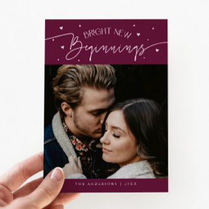 Bright Beginnings New Year Cranberry Photo  Holiday Card