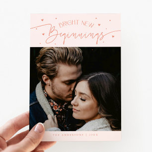 Bright Beginnings New Year Peach Photo Holiday Card