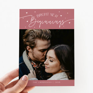 Bright Beginnings New Year Pink Photo  Holiday Card