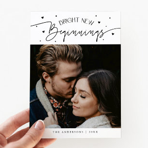 Bright Beginnings New Year White Photo  Holiday Card