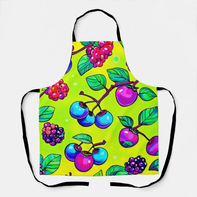 Bright Berry Fruit Pattern Apron (Front)