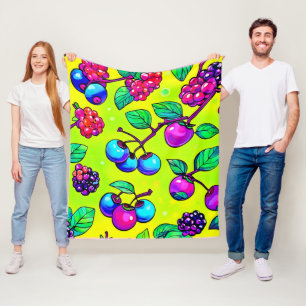 Bright Berry Fruit Pattern Fleece Blanket