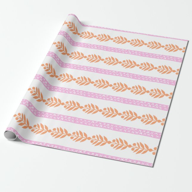 Bright Berryvine lines Wrapping Paper (Unrolled)