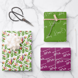 Bright Bird of Paradise Floral Coordinated Wrapping Paper Sheet