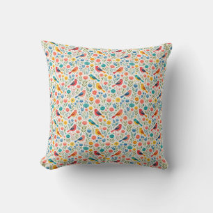 Bright Birds and Wildflowers Cushion