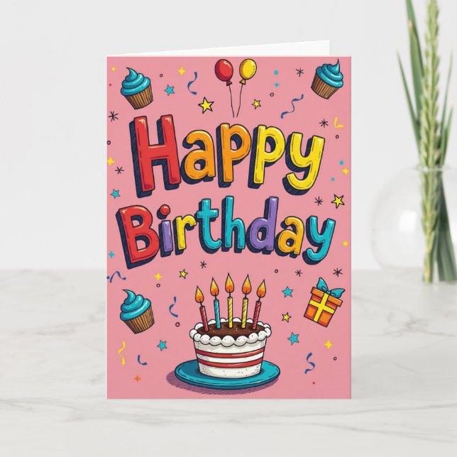 Bright Birthday Balloons Card (Front)