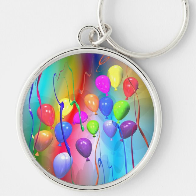 Bright Birthday Balloons Key Ring (Front)
