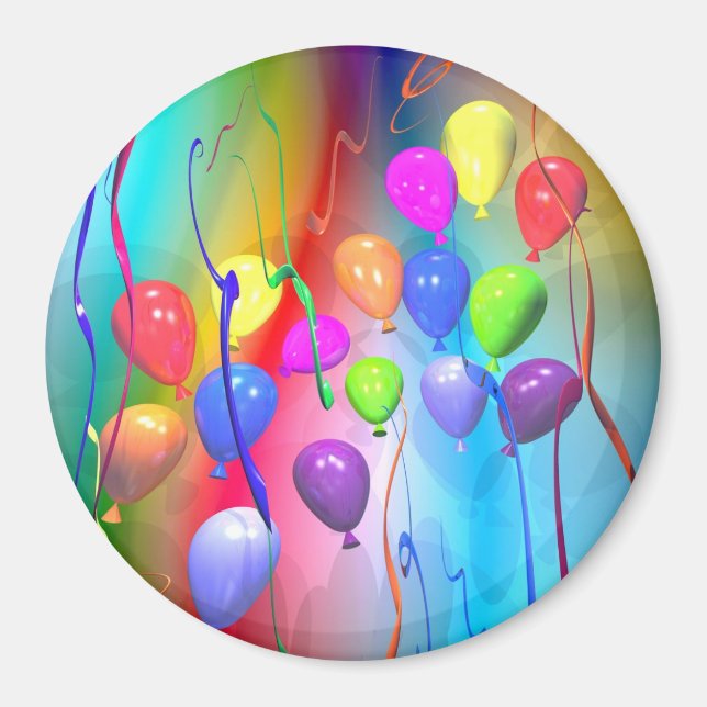 Bright Birthday Balloons Magnet (Front)