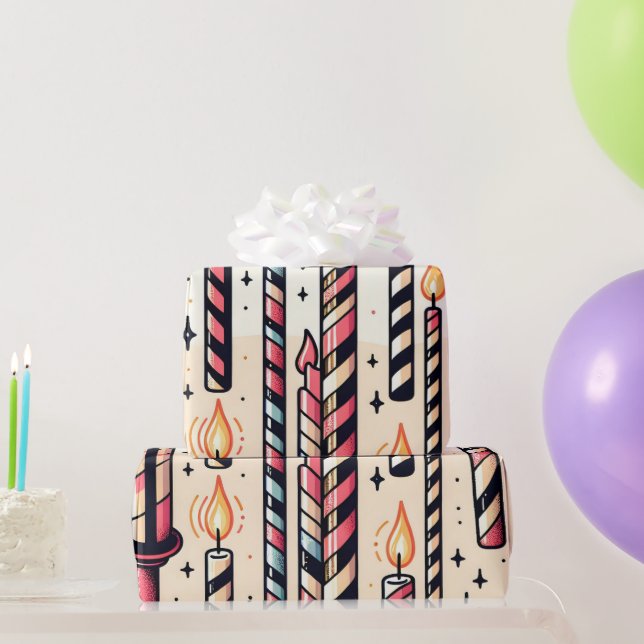 Bright Birthday Candle Wrapping Paper – 30x15 (Party Gifts)