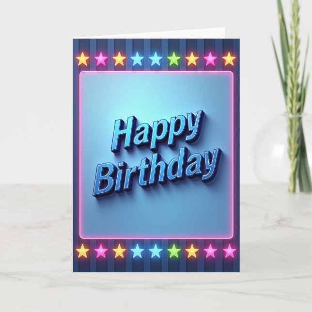 Bright Birthday Neon Card (Front)