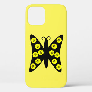 Bright Black & Yellow Butterfly iPhone 12 Case