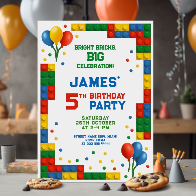 Bright Block Birthday Party Invitation (Creator Uploaded)