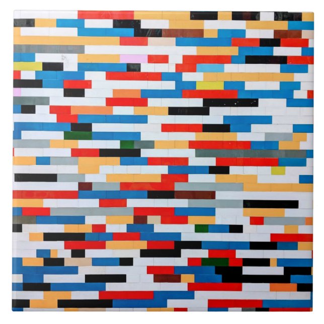Bright Block Pattern Ceramic Tile (Front)