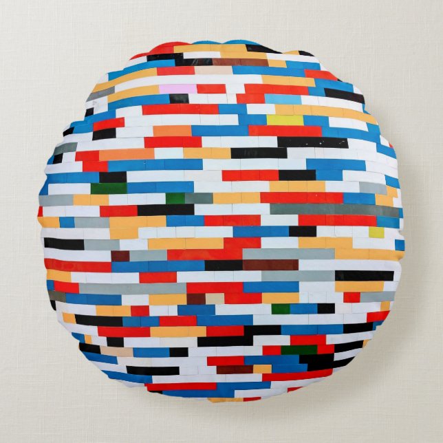 Bright Block Pattern Round Cushion (Front)