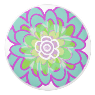 Bright Blooming Succulent Ceramic Knob