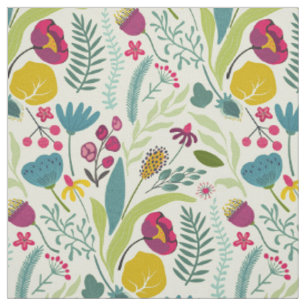 Bright Blooms Abstract Floral Fabric