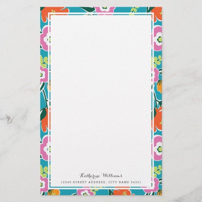 Bright Blooms Personalised Stationery (Front)