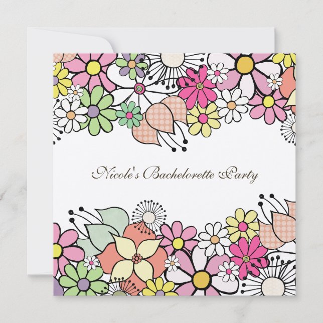 Bright Blossoms Bachelorette Party Invitation (Front)