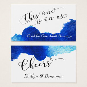 Bright Blue Abstract Watercolor Drink Tickets 2