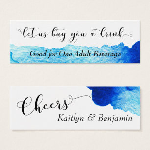 Bright Blue Abstract Watercolor Drink Tickets 3
