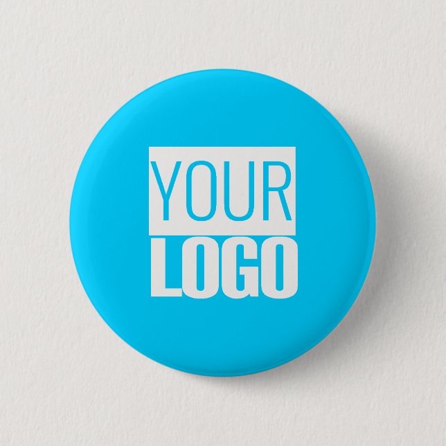  bright blue - add your  logo  6 cm round badge (Front)