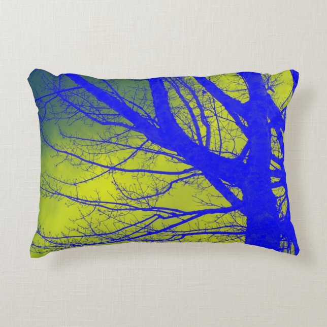 Bright Blue Alder Tree Abstract Accent Pillow (Front)