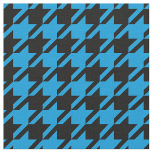 Bright Blue and Black Houndstooth Fabric