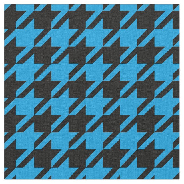 Bright Blue and Black Houndstooth Fabric (Close Up)