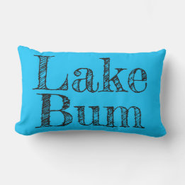 bright blue and black LAKE BUM typography Lumbar Cushion