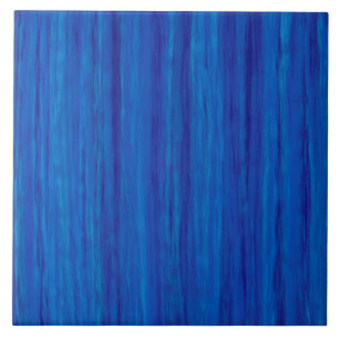 Bright Blue and Dark Blue Stripes Ceramic Tile