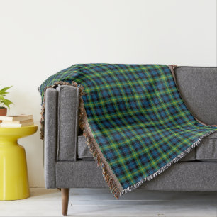 Bright Blue and Green Clan Watson Scottish Plaid Throw Blanket